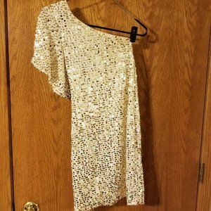 Jr. Size Small Ivory Dress Gold Silver Sequins